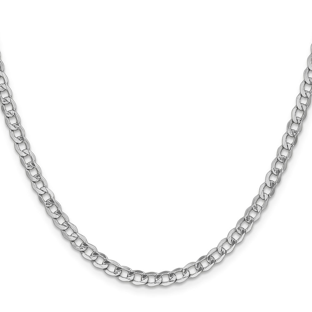 14K White Gold 4.3mm Semi-Solid Curb With Lobster Clasp Chain Necklace