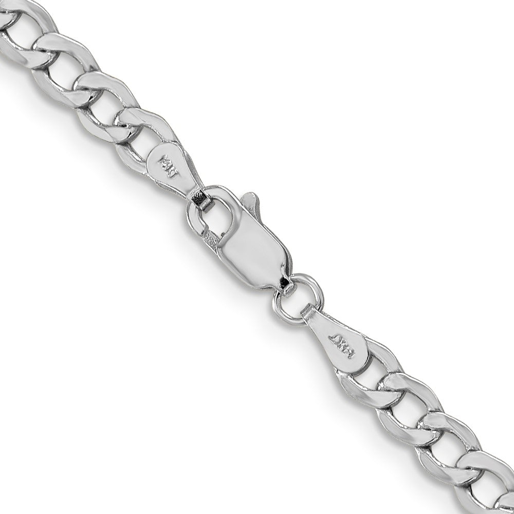 14K White Gold 4.3mm Semi-Solid Curb With Lobster Clasp Chain Necklace