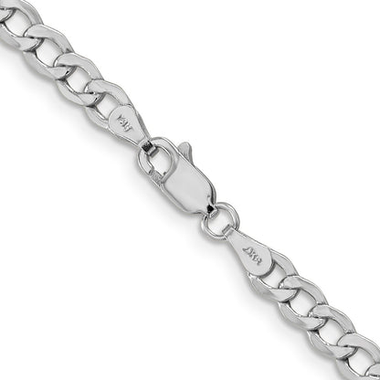 14K White Gold 4.3mm Semi-Solid Curb With Lobster Clasp Chain Necklace