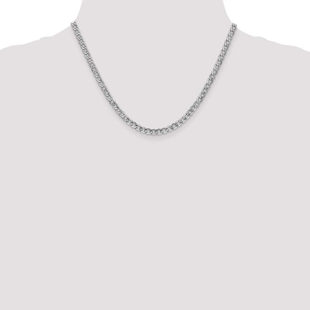14K White Gold 4.3mm Semi-Solid Curb With Lobster Clasp Chain Necklace