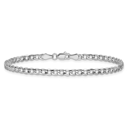14K White Gold 4.3mm Semi-Solid Curb With Lobster Clasp Chain Bracelet