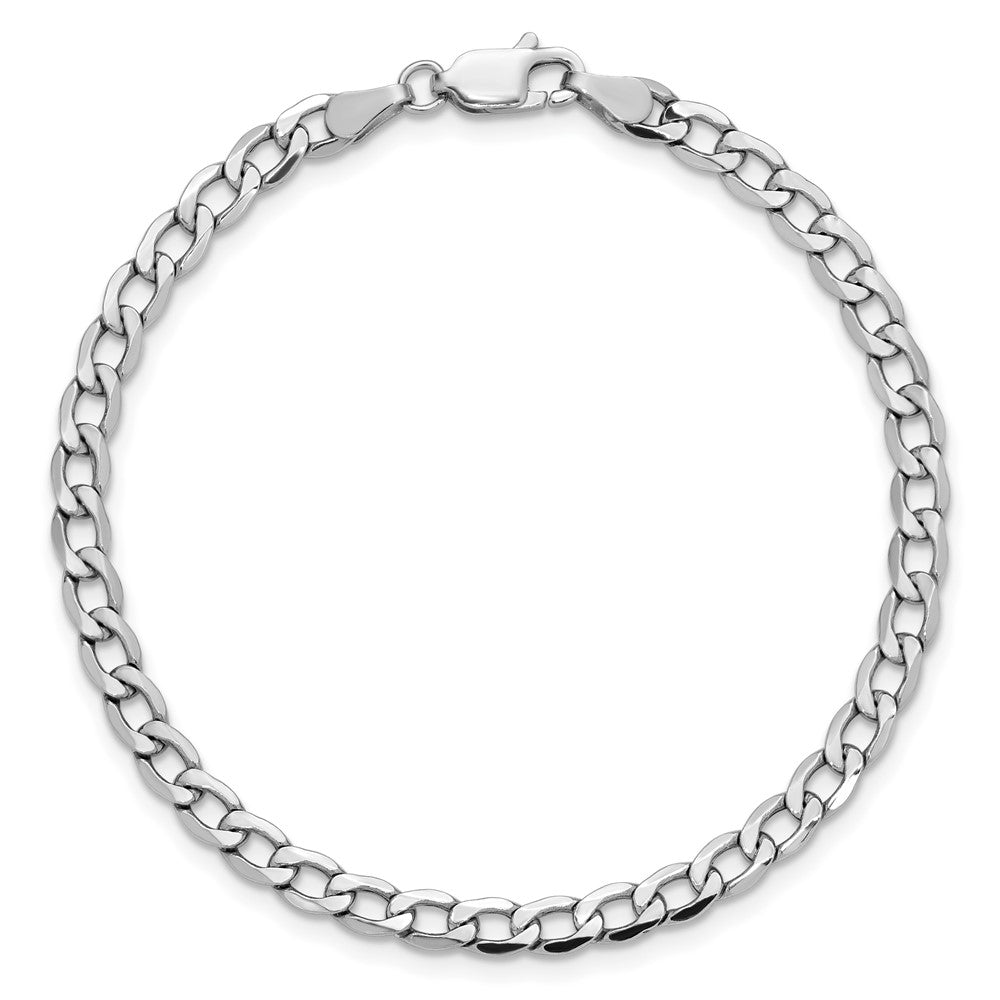 14K White Gold 4.3mm Semi-Solid Curb With Lobster Clasp Chain Bracelet