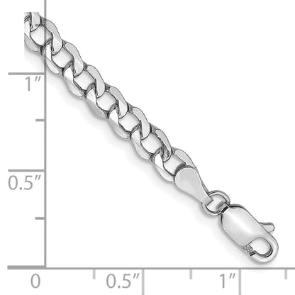 14K White Gold 4.3mm Semi-Solid Curb With Lobster Clasp Chain Bracelet