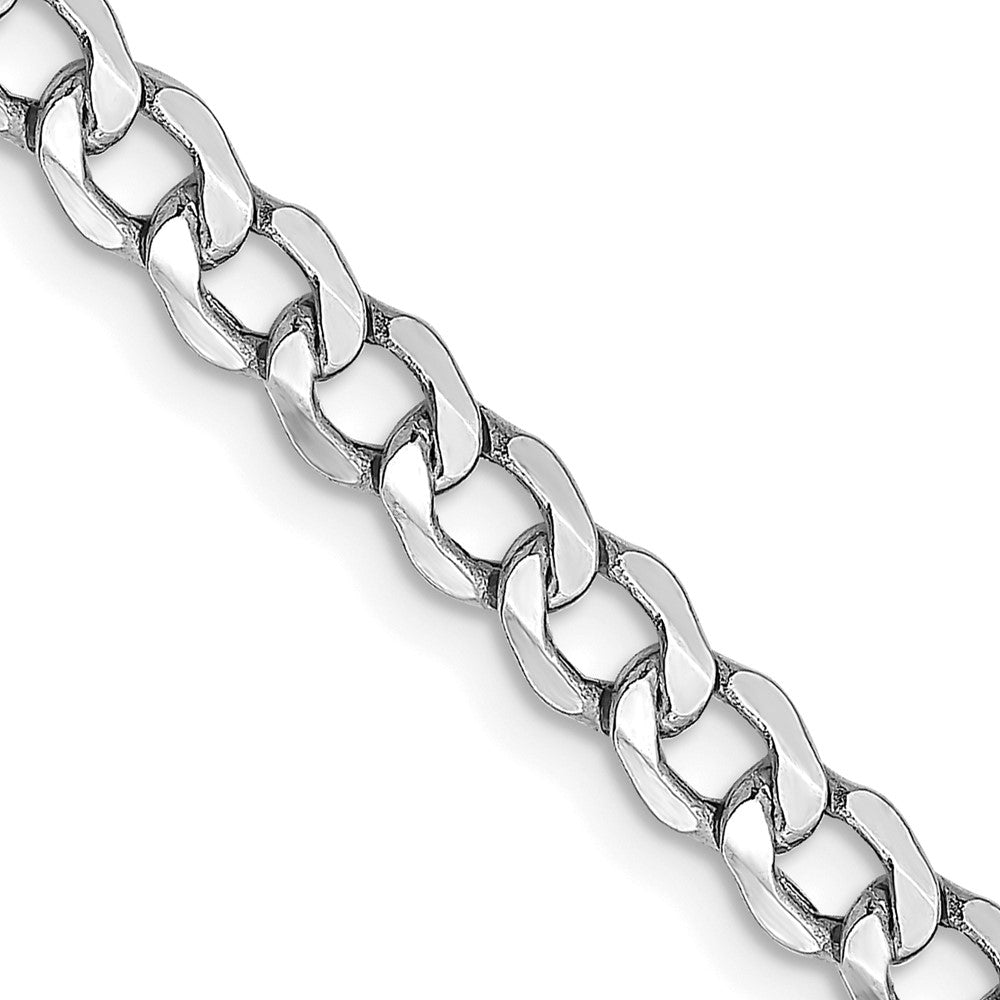 14K White Gold 4.3mm Semi-Solid Curb With Lobster Clasp Chain Necklace