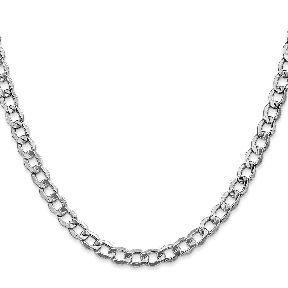 14K White Gold 5.25mm Semi-Solid Curb With Lobster Clasp Chain Necklace