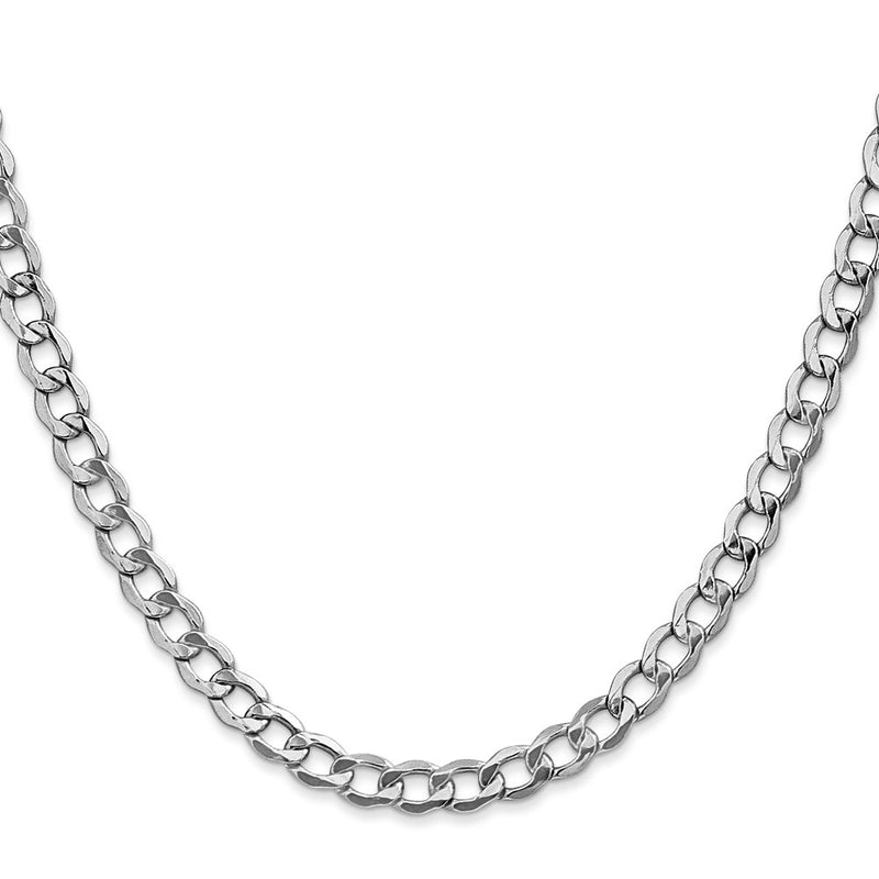 14K White Gold 5.25mm Semi-Solid Curb With Lobster Clasp Chain Necklace