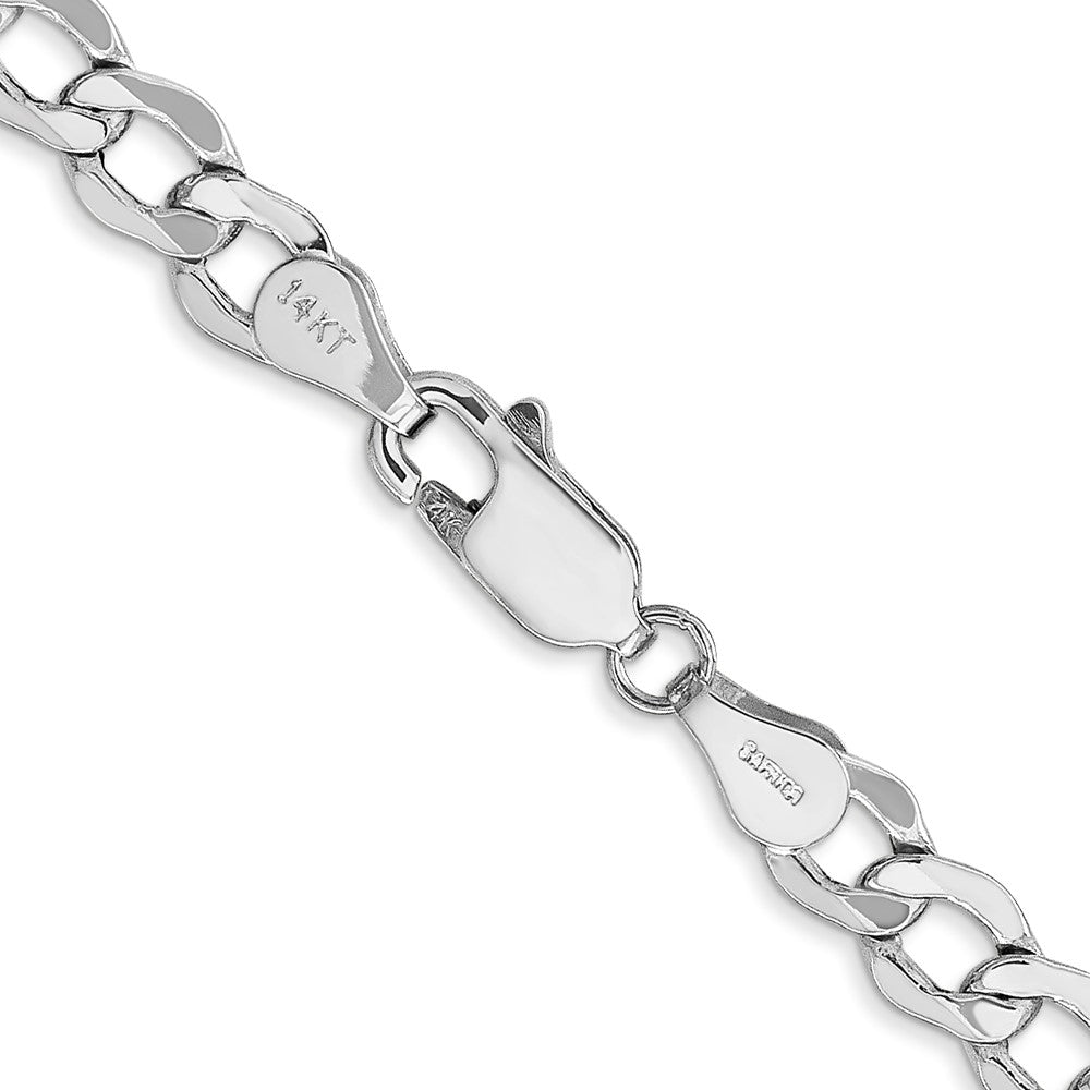 14K White Gold 5.25mm Semi-Solid Curb With Lobster Clasp Chain Necklace