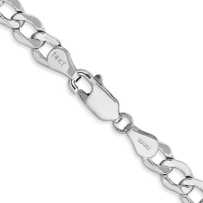 14K White Gold 5.25mm Semi-Solid Curb With Lobster Clasp Chain Necklace
