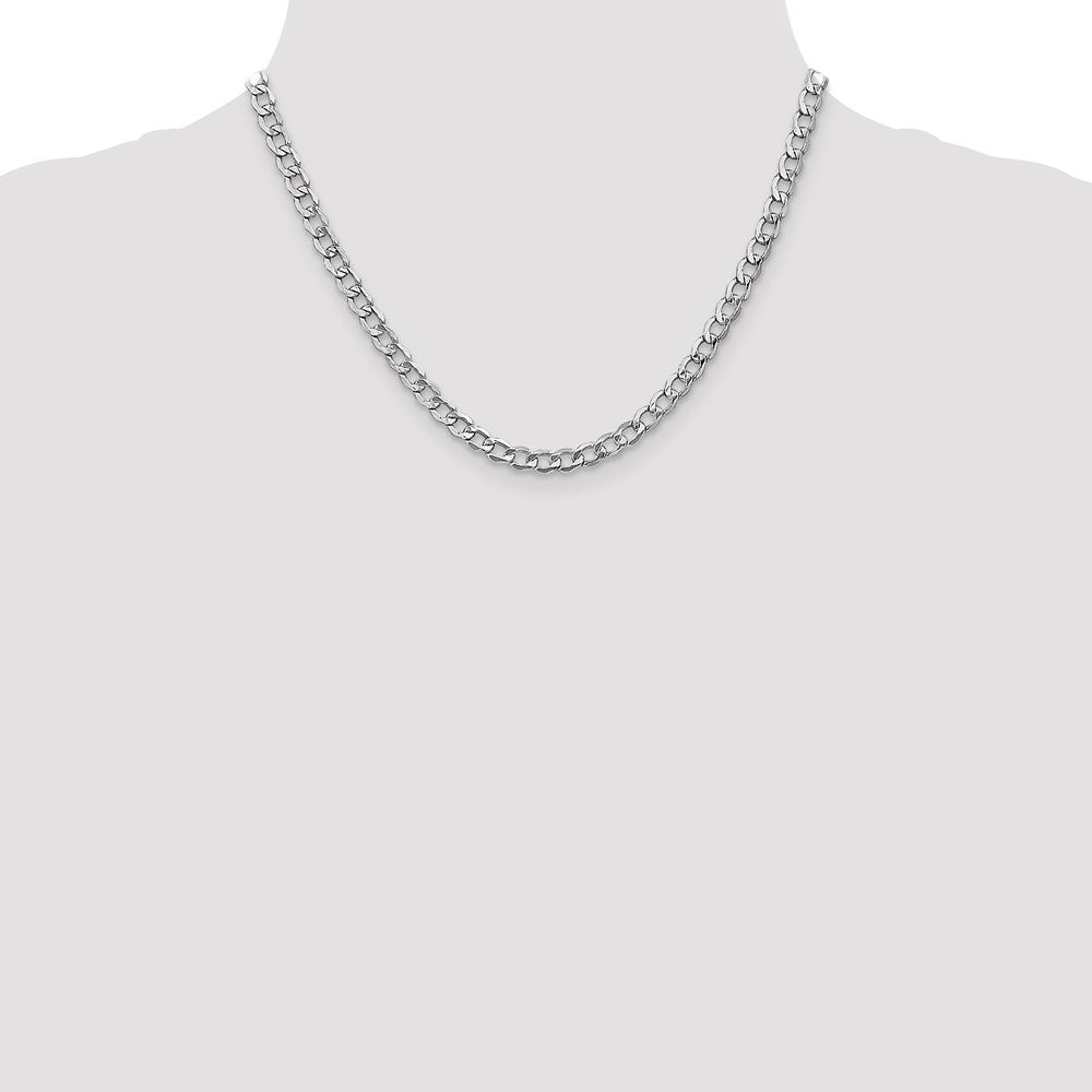 14K White Gold 5.25mm Semi-Solid Curb With Lobster Clasp Chain Necklace