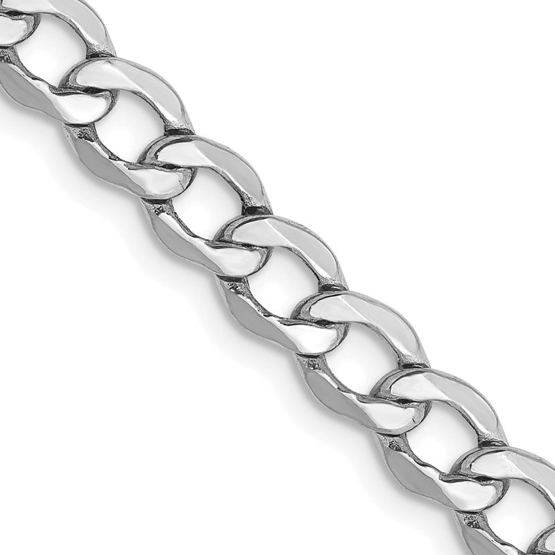 14K White Gold 5.25mm Semi-Solid Curb With Lobster Clasp Chain Necklace