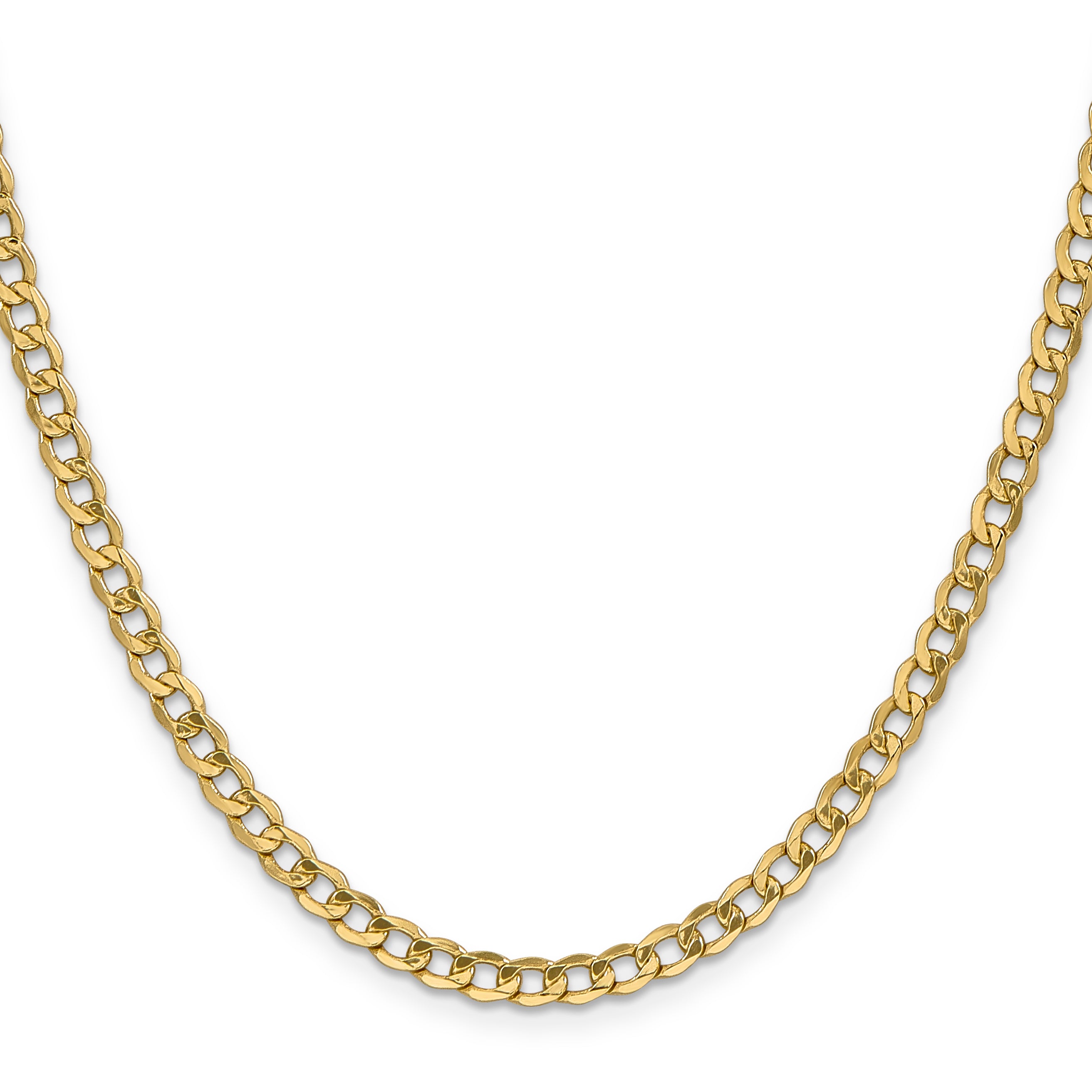 14K Yellow Gold 26 inch 4.3mm Semi-Solid Curb with Lobster Clasp Chain Necklace