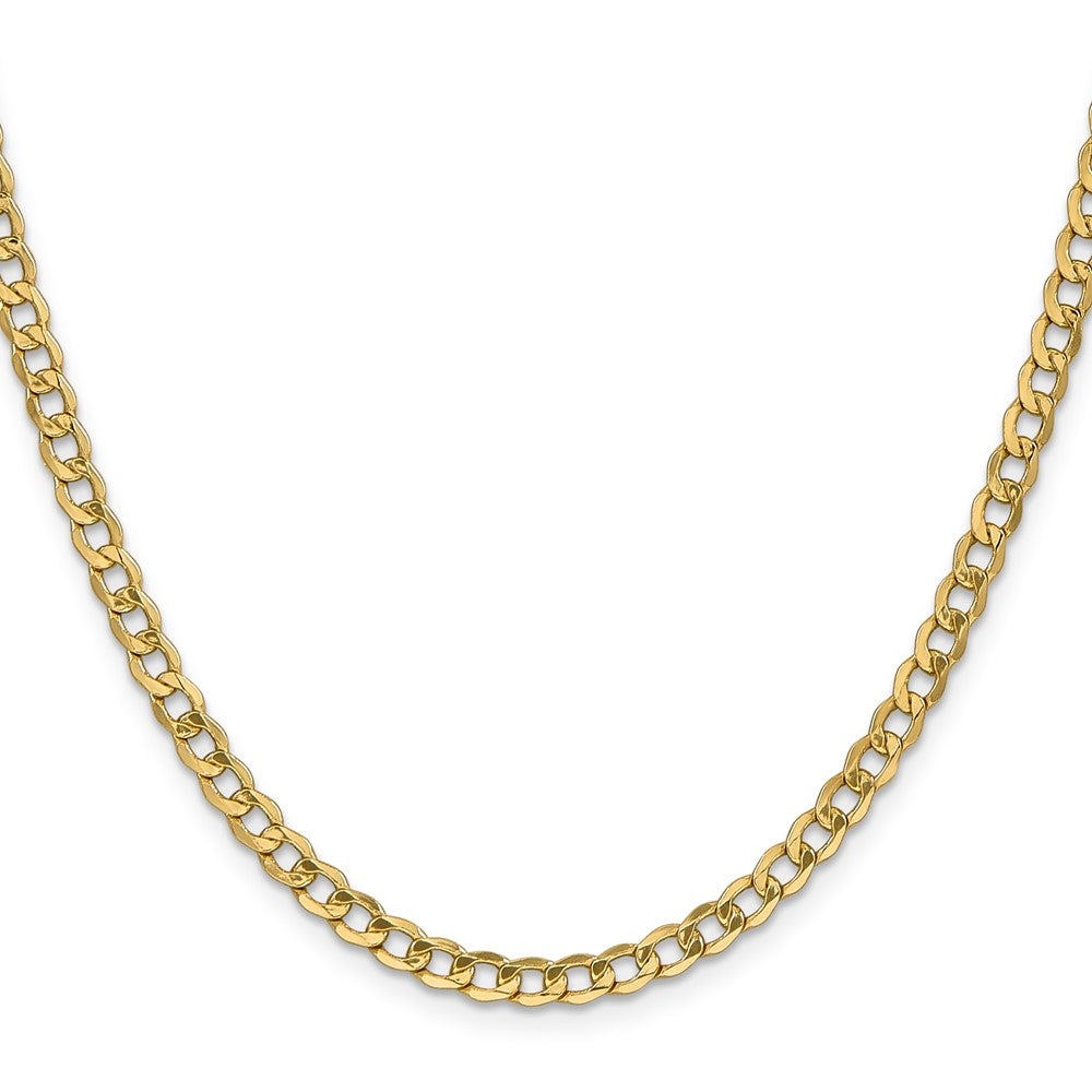 14K Yellow Gold 26 inch 4.3mm Semi-Solid Curb with Lobster Clasp Chain Necklace