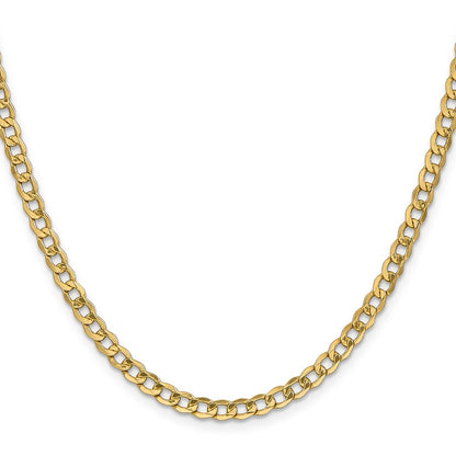 14K Yellow Gold 26 inch 4.3mm Semi-Solid Curb with Lobster Clasp Chain Necklace