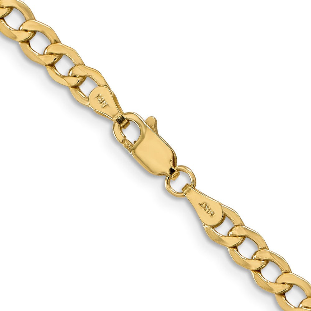 14K Yellow Gold 26 inch 4.3mm Semi-Solid Curb with Lobster Clasp Chain Necklace