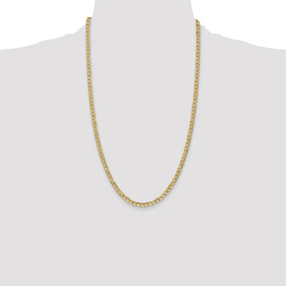 14K Yellow Gold 26 inch 4.3mm Semi-Solid Curb with Lobster Clasp Chain Necklace