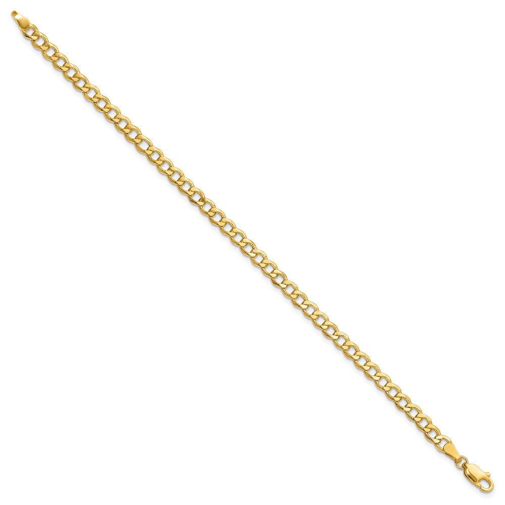 14K Yellow Gold 9 inch 4.3mm Semi-Solid Curb with Lobster Clasp Anklet