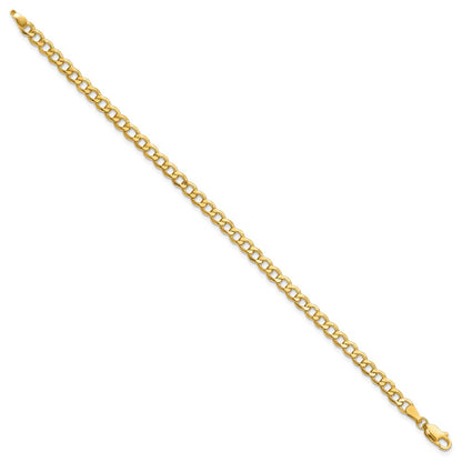 14K Yellow Gold 9 inch 4.3mm Semi-Solid Curb with Lobster Clasp Anklet