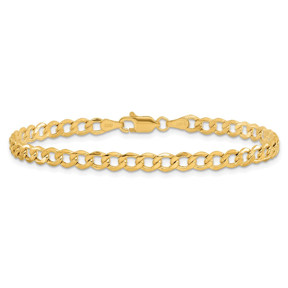 14K Yellow Gold 9 inch 4.3mm Semi-Solid Curb with Lobster Clasp Anklet