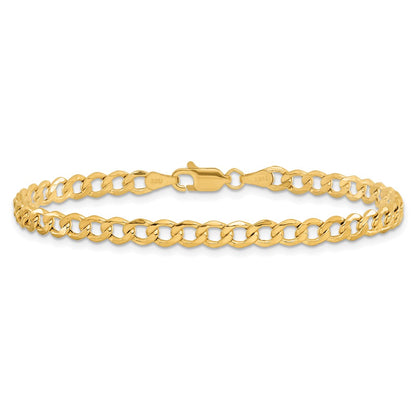 14K Yellow Gold 9 inch 4.3mm Semi-Solid Curb with Lobster Clasp Anklet