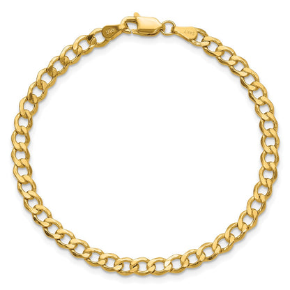 14K Yellow Gold 9 inch 4.3mm Semi-Solid Curb with Lobster Clasp Anklet