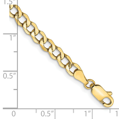 14K Yellow Gold 10 inch 4.3mm Semi-Solid Curb with Lobster Clasp Anklet