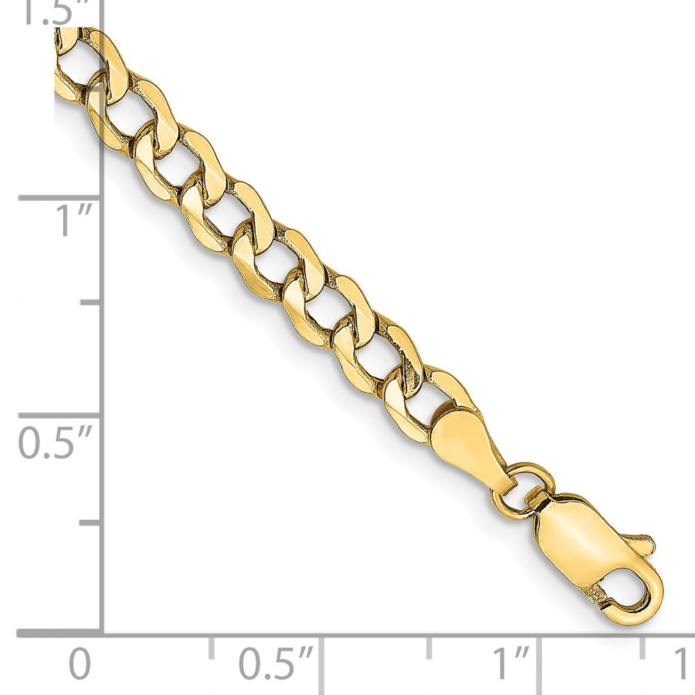 14K Yellow Gold 9 inch 4.3mm Semi-Solid Curb with Lobster Clasp Anklet