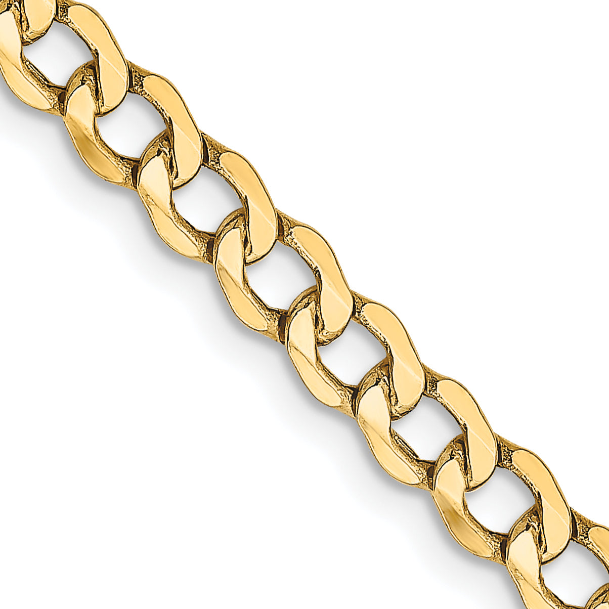 14K Yellow Gold 26 inch 4.3mm Semi-Solid Curb with Lobster Clasp Chain Necklace