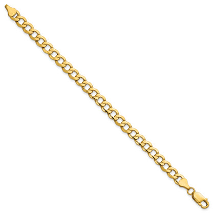 14K Yellow Gold 6.5mm Semi-Solid Curb Chain Bracelet