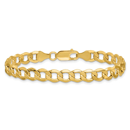 14K Yellow Gold 6.5mm Semi-Solid Curb Chain Bracelet