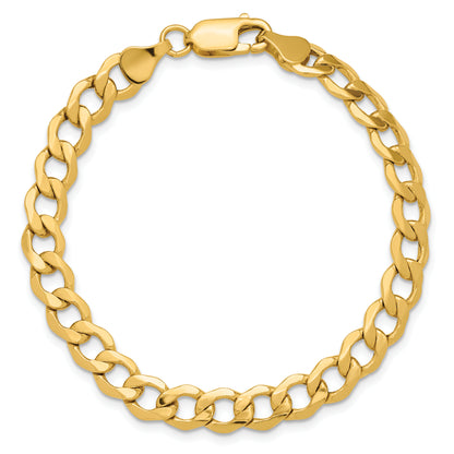 14K Yellow Gold 6.5mm Semi-Solid Curb Chain Bracelet