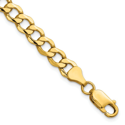 14K Yellow Gold 6.5mm Semi-Solid Curb Chain Bracelet