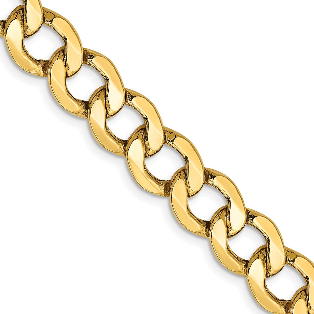 14K Yellow Gold 9mm Semi-Solid Curb With Lobster Clasp Chain Necklace