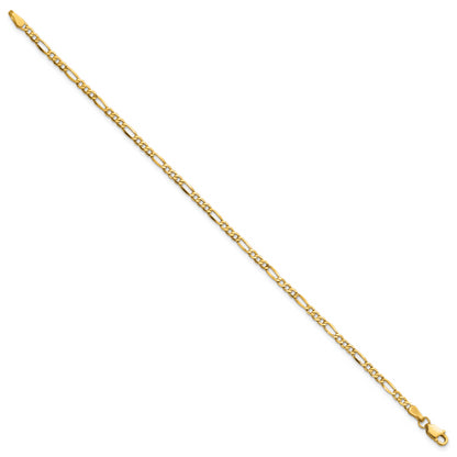 8 Inch 14K Yellow Gold 2.5mm Semi-Solid Figaro Chain Bracelet