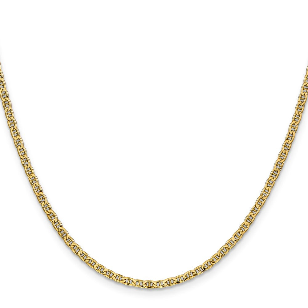 14K Yellow Gold 22 inch 2.4mm Semi-Solid Anchor with Spring Ring Clasp Chain Necklace