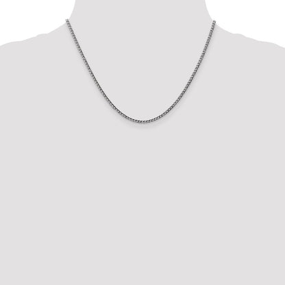 14K White Gold 2.5mm Semi-Solid Curb With Lobster Clasp Chain Necklace