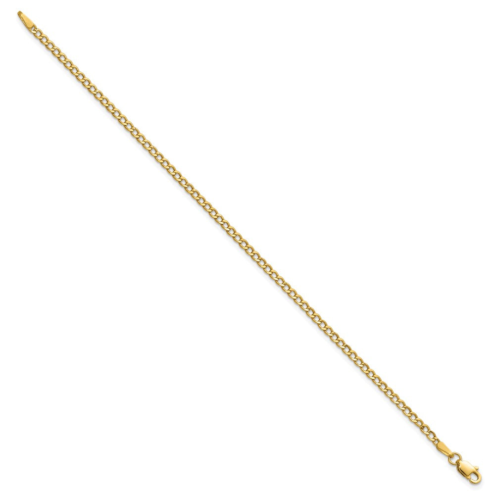 8 Inch 14K Yellow Gold 2.5mm Semi-Solid Curb Link Chain Bracelet