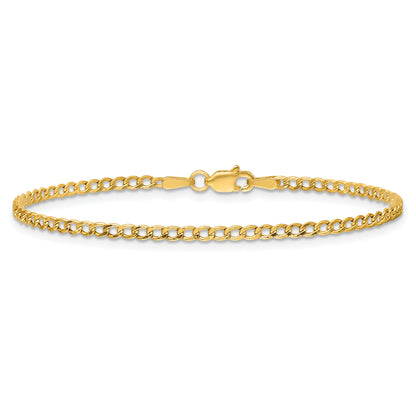 14K Yellow Gold 9 inch 2.5mm Semi-Solid Curb with Lobster Clasp Anklet