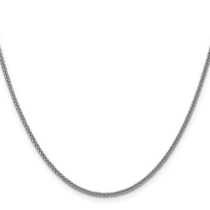 14K White Gold 22 Inch 2mm Semi-Solid 3-Wire Wheat With Lobster Clasp Chain Necklace