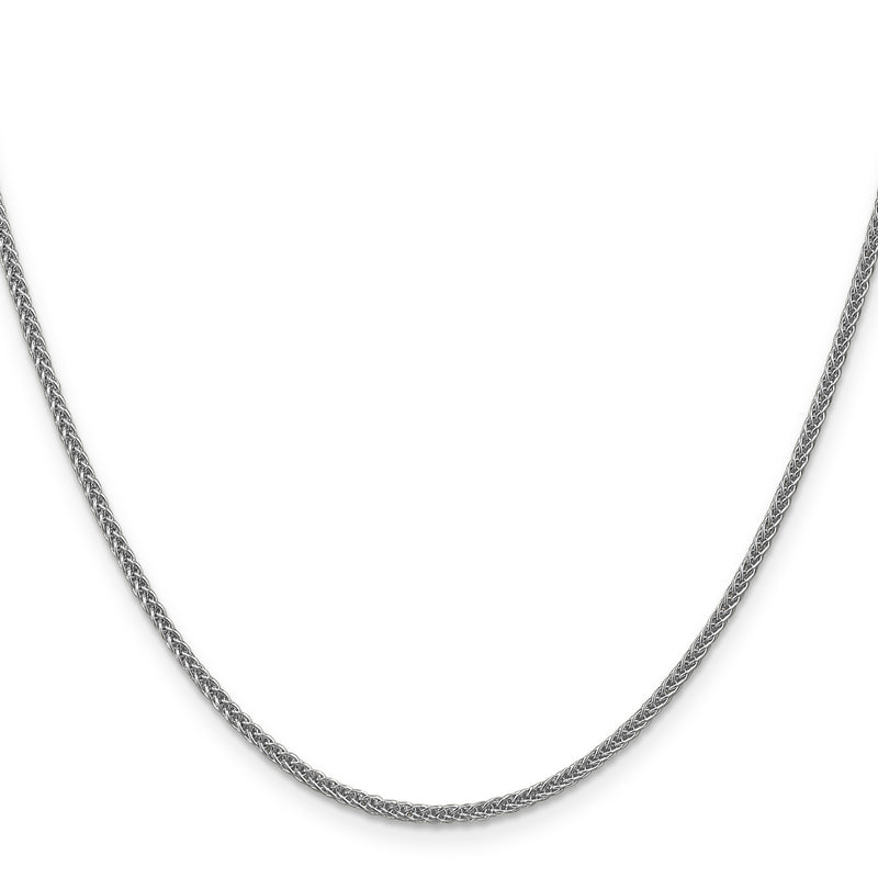 14K White Gold 2mm Semi-Solid 3-Wire Wheat With Lobster Clasp Chain Necklace