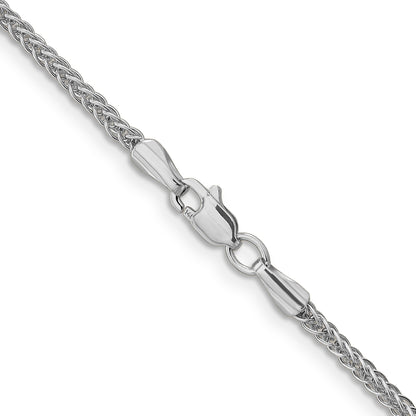 14K White Gold 20 Inch 2mm Semi-Solid 3-Wire Wheat With Lobster Clasp Chain Necklace