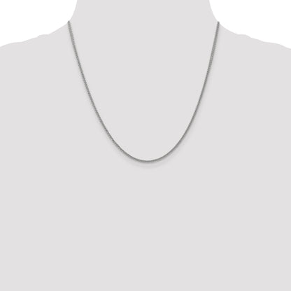 14K White Gold 20 Inch 2mm Semi-Solid 3-Wire Wheat With Lobster Clasp Chain Necklace