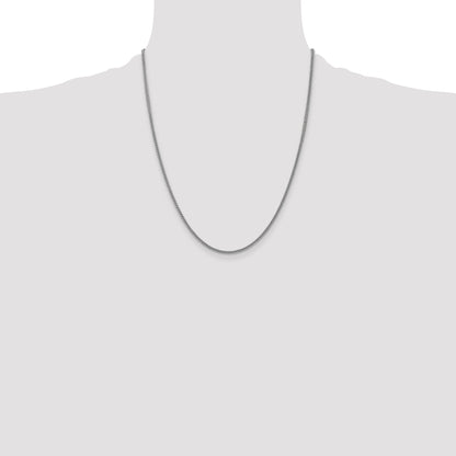 14K White Gold 22 Inch 2mm Semi-Solid 3-Wire Wheat With Lobster Clasp Chain Necklace