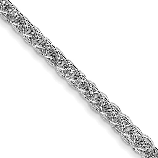 14K White Gold 24 Inch 2mm Semi-Solid 3-Wire Wheat With Lobster Clasp Chain Necklace