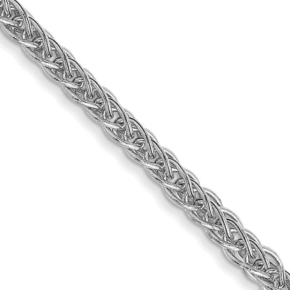 14K White Gold 22 Inch 2mm Semi-Solid 3-Wire Wheat With Lobster Clasp Chain Necklace