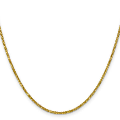 14K Yellow Gold 16 Inch 2mm Semi-Solid 3-Wire Wheat With Lobster Clasp Chain Necklace