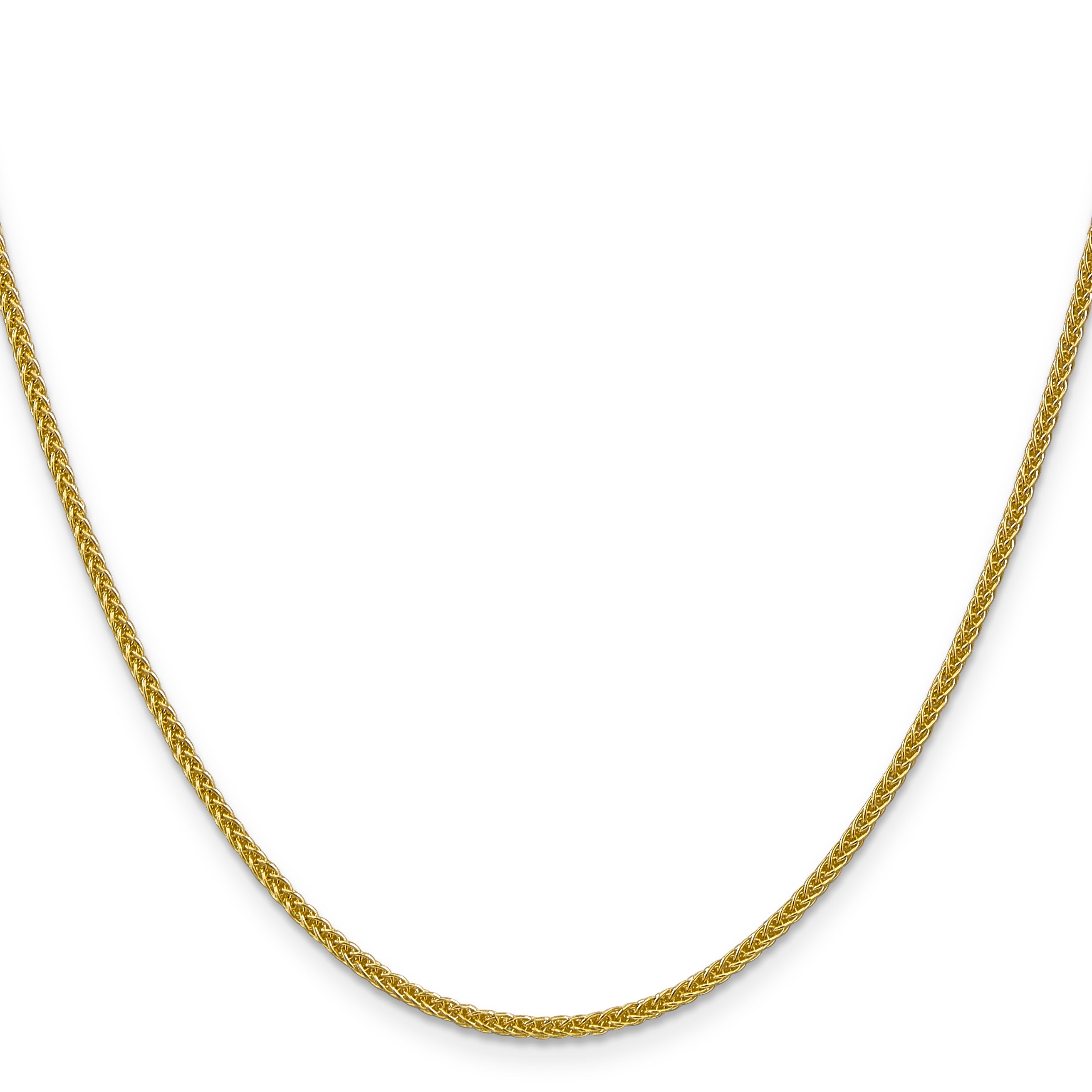 14K Yellow Gold 24 Inch 2mm Semi-Solid 3-Wire Wheat With Lobster Clasp Chain Necklace