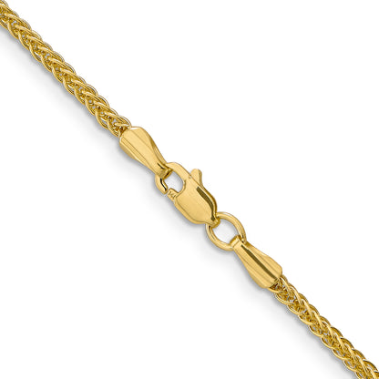 14K Yellow Gold 20 Inch 2mm Semi-Solid 3-Wire Wheat With Lobster Clasp Chain Necklace