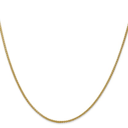 14K Yellow Gold 16 inch 1.55mm Semi-Solid Wheat with Lobster Clasp Chain Necklace