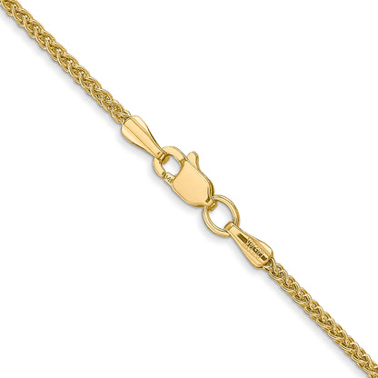 14K Yellow Gold 16 inch 1.55mm Semi-Solid Wheat with Lobster Clasp Chain Necklace