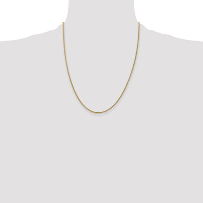 14K Yellow Gold 22 Inch 1.55mm Semi-Solid Wheat With Lobster Clasp Chain Necklace